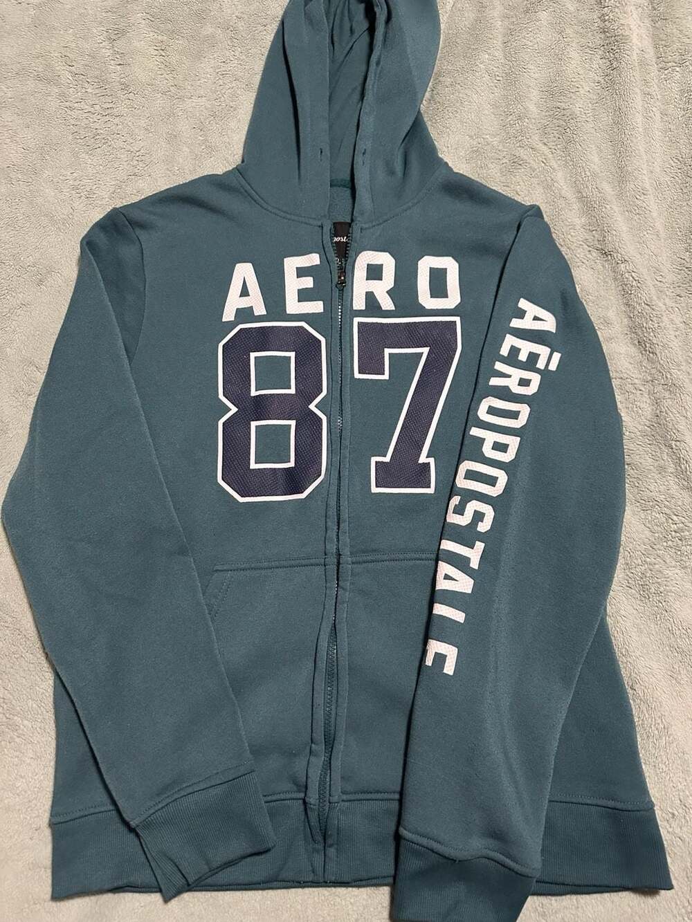 Aeropostale AERO 87 Full-Zip Fleece Hoodie Teal Size XL